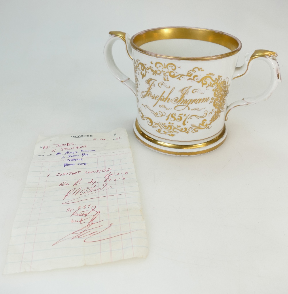 COALPORT LOVING CUP - (identified on the label and invoice, cost originally £10 in 1967) large size.