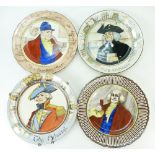 A set of early Royal Doulton rack plates comprising The Hunting Man, The Squire,