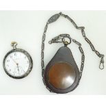 Silver Niello ware Pocket Watch and German 1914-1916 military steel watch case and chain