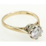 9ct Gold Ladies Solitaire Diamond ring (approx half carat diamond), size H, 1.