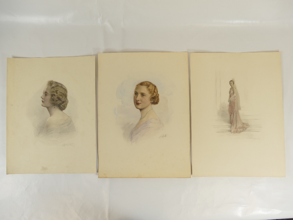 Three HAND COLOURED LAFAYETTE PHOTOGRAPHS of ladies, 39 x 29cm with no discernible margin / mount.