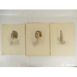 Three HAND COLOURED LAFAYETTE PHOTOGRAPHS of ladies, 39 x 29cm with no discernible margin / mount.