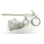 Graves of Sheffield Gents Pocket Watch, glass missing, together with Ladies Silver Fob Watch,