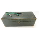JEWEL / JEWELLERY / VALUABLES BOX - leather covered box by Wickwar & Co. 6 Poland Street, London.