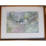 Nan Heath local artist watercolour of landscape scene 56cm x 74cm