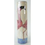 Lise B Moorcroft cylinder studio vase decorated with flamingos, dated 2012, height 34.