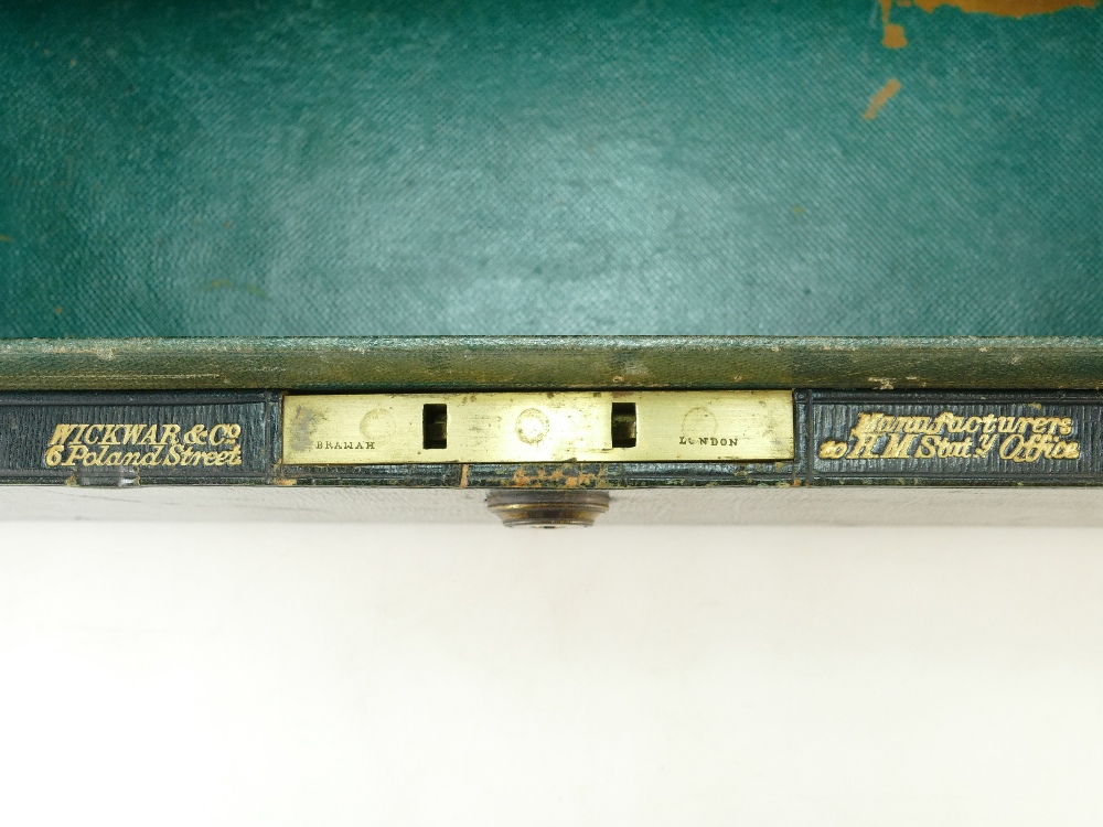 JEWEL / JEWELLERY / VALUABLES BOX - leather covered box by Wickwar & Co. 6 Poland Street, London. - Image 4 of 6