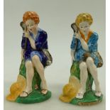 Two Crown Staffordshire figures Little Boy Blue,