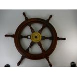 Mahogany and Brass Ships Wheel,