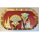 Carltonware Dressing Table Tray - Egyptian Fan design in coloured enamels and gilt,