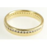 18ct Gold Ladies Ring set all around with small Diamonds, size R/S,