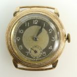 9ct gold cased large LADIES WRIST WATCH 18.4g gross. 31mm inc button. Not working.