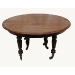 Gillows fine quality late Regency eight legged mahogany extending Dining Table with three large