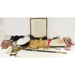 A group of interesting medals, swords and other items relating to Commander Herbert.