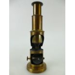 19th century brass Microscope in mahogany case,