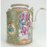 19th century Chinese Tea Kettle decorated with Famille-rose decoration, height 17cm.