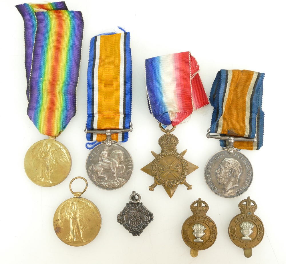 WWI TRIO 4879 Pte. J. Lloyd N.Staffs Regt., together with a pair also issued to a Pte.