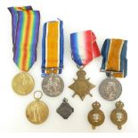 WWI TRIO 4879 Pte. J. Lloyd N.Staffs Regt., together with a pair also issued to a Pte.