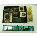 Magic lantern slides x 5 boxes of various coloured slides, British Army x 2, Sea Animals,