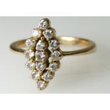 18ct fifteen stone Diamond ring, size K/L, 3.