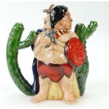 Royal Doulton prototype two sided character teapot Cowboy, & Indian,