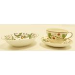 Wedgwood earthenware cup & saucer handpainted with an early version of the wild strawberry design,