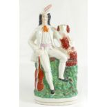 Staffordshire figure Musician with Spaniel 35cm