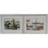 John Chirnside watercolours titled 'The Bridge Llanrwst North Wales' label verso No 6.