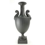 Wedgwood & Bentley prestige striped panther vase with black basalt engine-turned decoration,