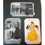 Album of 295 specialist collector postcards - includes police, artist drawn, humour, romance,