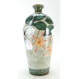 COBRIDGE STONEWARE trial VASE depicting Lilies 23cm high