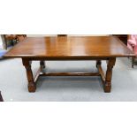 Reproduction large size solid OAK REFECTORY TABLE & 6 CHAIRS (including 2 carvers) in the 17th