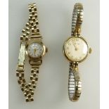 9ct Gold Ladies Buren Wristwatch and 9ct gold bracelet, 12.