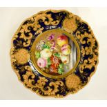 Porcelain gilded cabinet plate handpainted with flowers and fruit marked with the retailers Thomas