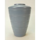 Wedgwood ribbed vase in unusual grey/blue colourway designed by Keith Murray,