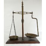 19th century pair brass and wood Balance scales,