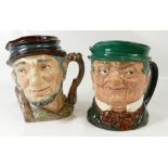 Two large Royal Doulton character jugs Johnny Appleseed D6372 and Mr Pickwick D6060 (2)