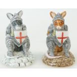 Royal Doulton prototype figure of a mouse in a suit of armour with St George shield together with
