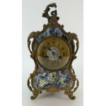 19th Century French Louis XV style Champleve enameled Mantel clock,