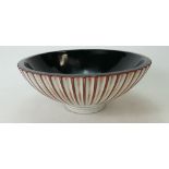 Wedgwood studio large footed bowl with ribbed decoration in black,