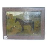 Primitive Oil on canvas titled Mothers Pony by Brian Buller dated 1903,