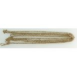 9ct Gold Victorian ladies key guard / chain,length 152cm, 26.