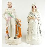 Large Staffordshire figure Prince of Wales, 45cm & Queen Victoria,