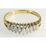 18ct Gold Ladies ring set 9 marquise cut diamonds, approx diamond weight .25ct.
