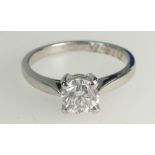 18ct white gold brilliant cut diamond solitaire ring, clarity P approx 0.