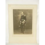 Commander H P Currey Royal Navy - active during WWII - large studio portrait bearing full title and