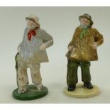 Two Crown Staffordshire figures of a Village Yokel in two different colourways (2)