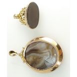 Victorian 9ct Rose Gold midsize pendant with oval Agate stone and Victorian 9ct Rose Gold ornate