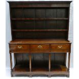 18th century Oak Welsh Potboard Dresser with plate rack,