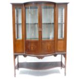 Edwardian Mahogany Inlaid Display Cabinet with bowed central doors (117cm Width x 160cm Tall x 44cm
